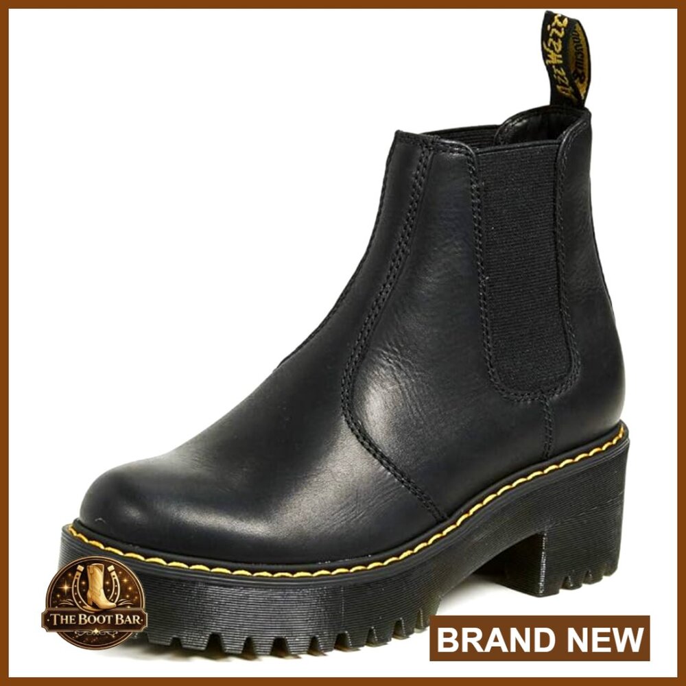 Platform Chelsea Boots Leather Slip-On Mid-Calf Fashion Boots